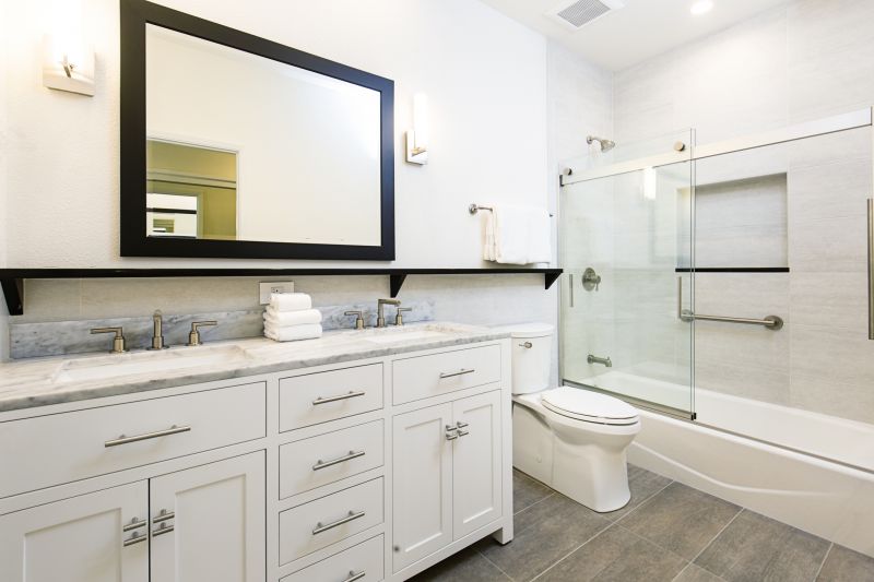 Contemporary Bathroom with Floating Vanities
